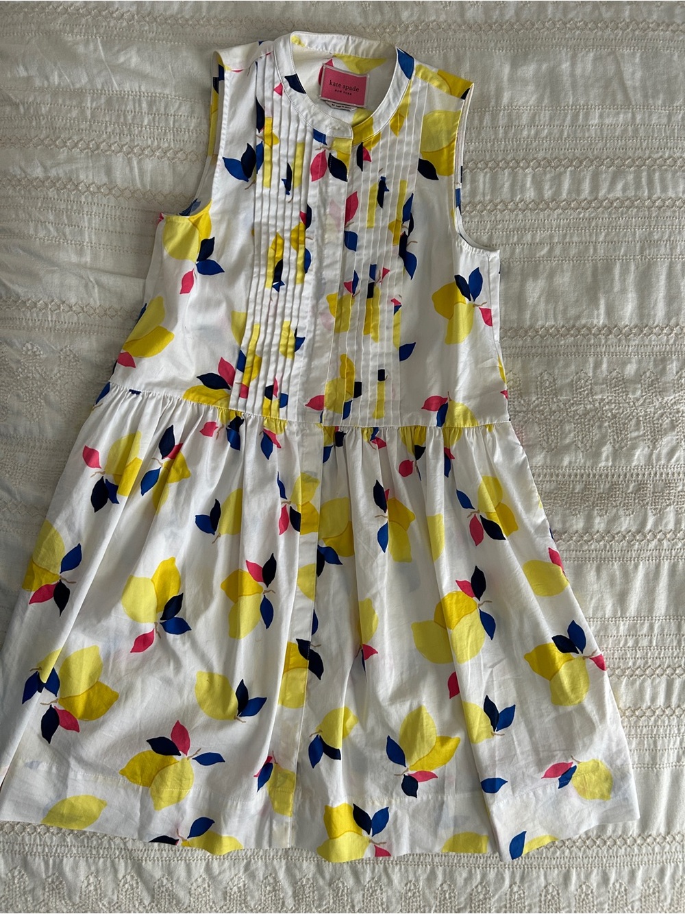 kate spade White Sleeveless Dress with Yellow, Navy & Pink Floral Print